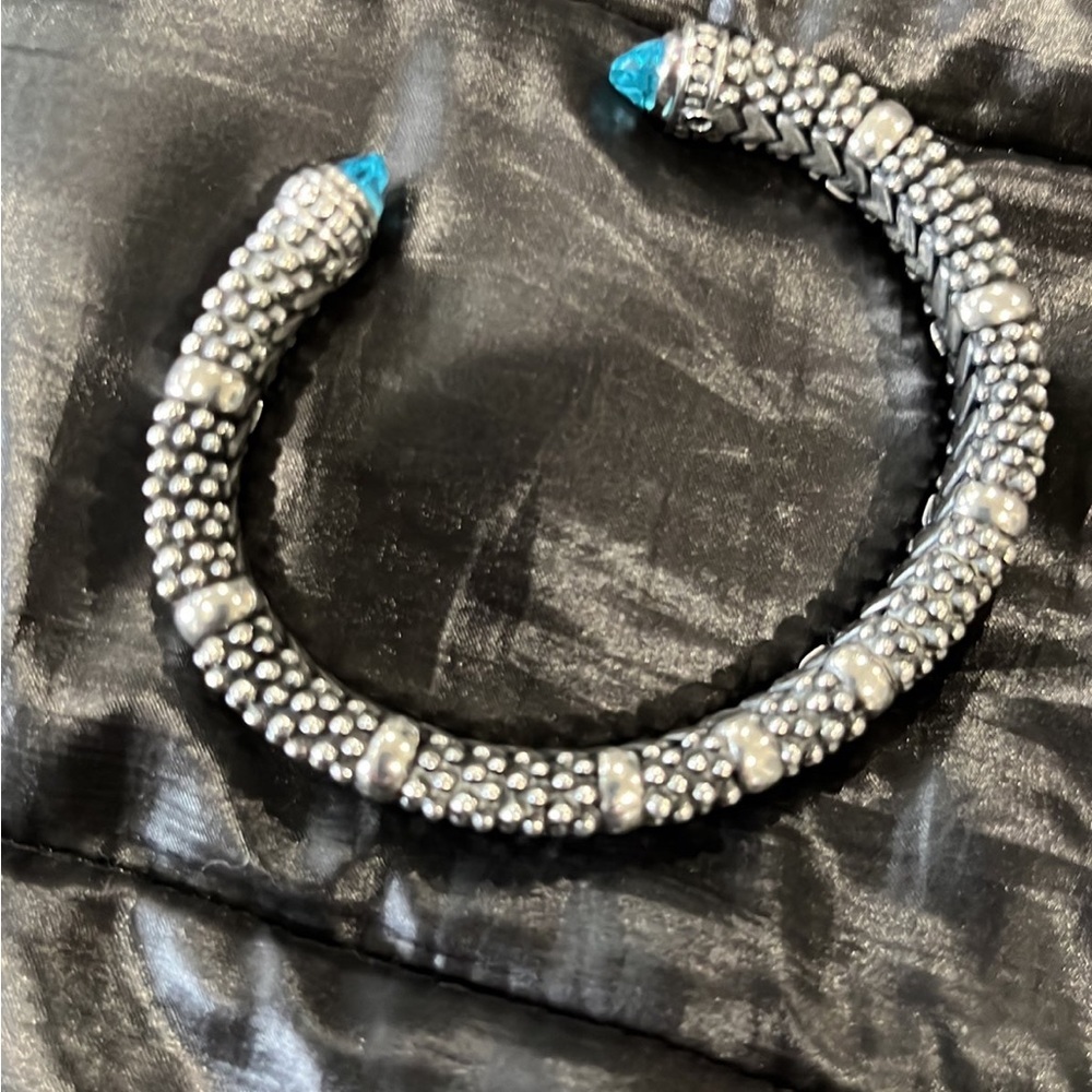 Lagos caviar blue topaz and sterling silver cuff
